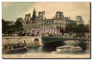 Paris Postcard Old Bridge & # 39Arcole and City Hall