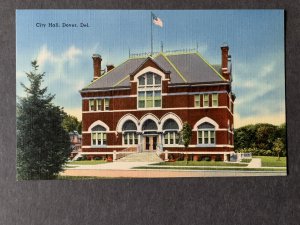 City Hall Dover DE Linen Postcard H2312080849