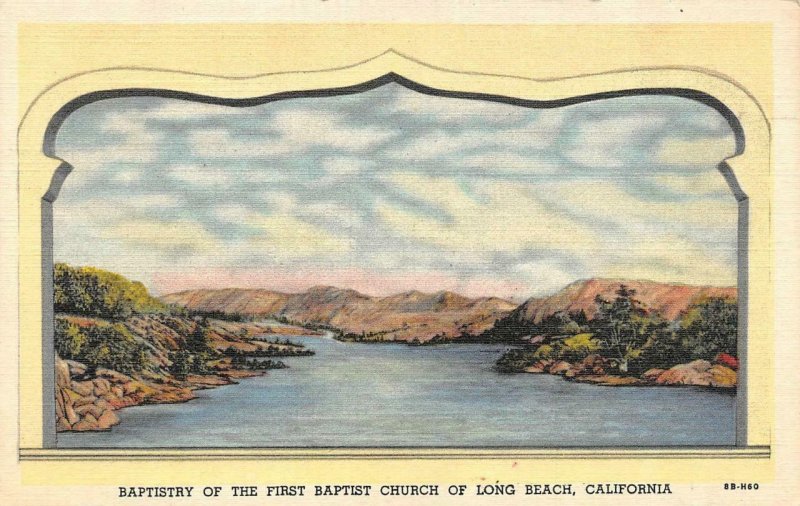 LONG BEACH, CA California  FIRST BAPTIST CHURCH~Baptistry Painting  Postcard