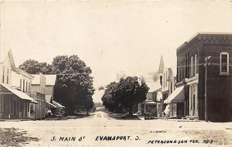 Evansport OH South Main Street Storefronts Peterson & Son Publisher RP Postcard