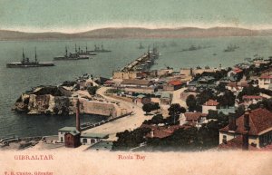 Royal Navy Battleships in Gibraltar Rosia Bay Harbour WWI 1900s