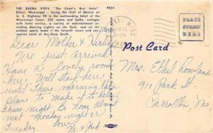 THE BUENA VISTA Gulf of Mexico Biloxi, Mississippi Hotel Vintage 1948 Postcard