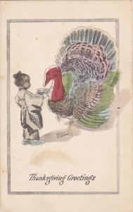 Thanksgiving Young Child Feeding Turkey