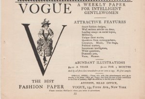 1895 Print Ad Vogue (Magazine) Fashion Paper~154 Fifth Ave, New York