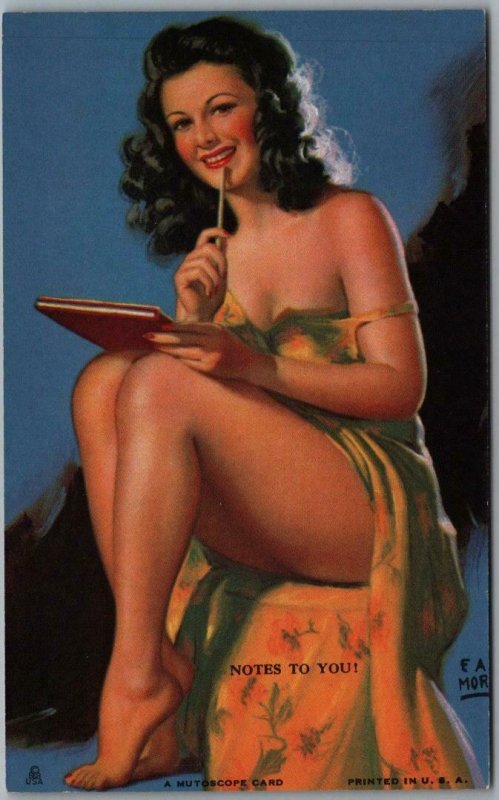 Vintage 1940s Pin Up Girl Mutoscope Card Notes To You Artist Signed Earl Moran Other 