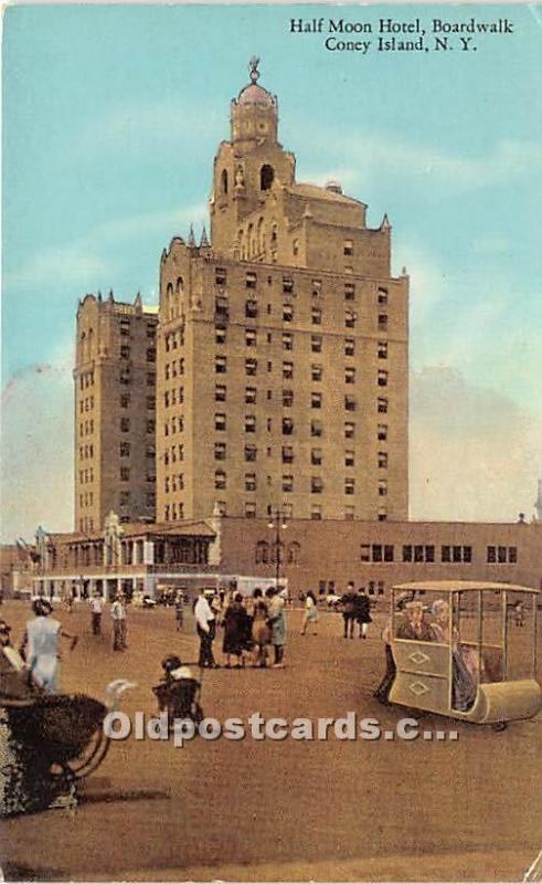 Amusement Park Postcard Post Card Half Moon Hotel, Boardwalk Coney Island, Ne...