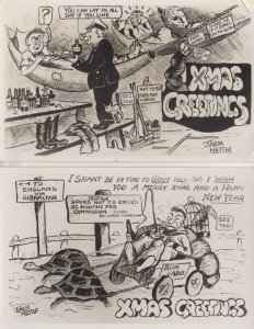 Xmas Greetings Jack Kettle 2x Antique Ship Comic Sailor Postcard s