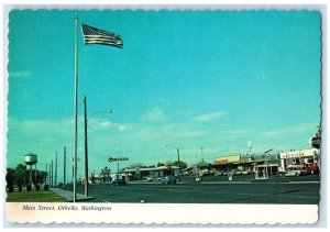 Othello Washington WA Postcard Main Street Standard American Cars c1960's