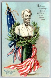 Patriotic President  Abraham Lincoln Postcard  c1910