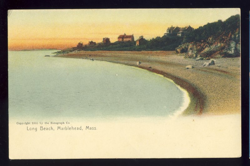 Early Marblehead,  Massachusetts/MA Postcard, Long Beach, Shoreline, Rotograph