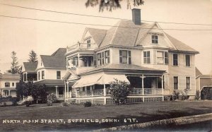 RPPC NORTH MAIN STREET SUFFIELD CONNECTICUT REAL PHOTO POSTCARD 1939