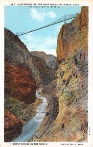 Suspension Bridge Royal Gorge, Colorado USA Unused 