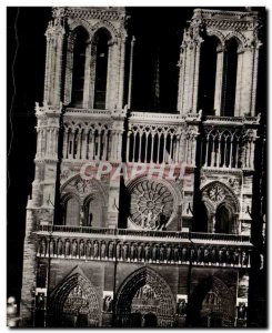 Modern Postcard Paris Facade of Notre Dame Illuminee