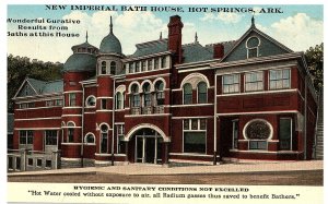 New Imperial Bath House Hot Springs Arkansas AK Postcard 1920