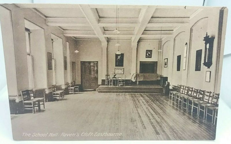 Vintage Postcard The School Hall Ravens Croft Girl School Eastbourne c1940 