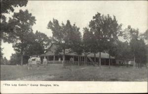 Camp Douglas WI The Log Cabin c1910 Postcard