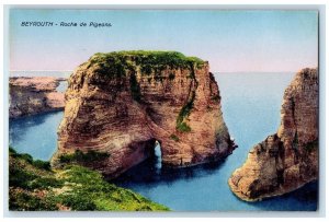 c1910's View Of Beyrouth Roche De Pigeons Lebanon Unposted Antique Postcard 