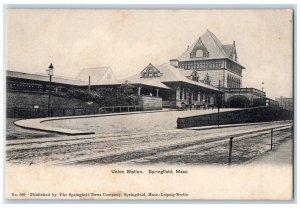 Panoramic View Of Union Station Springfield Massachusetts MA Antique Postcard