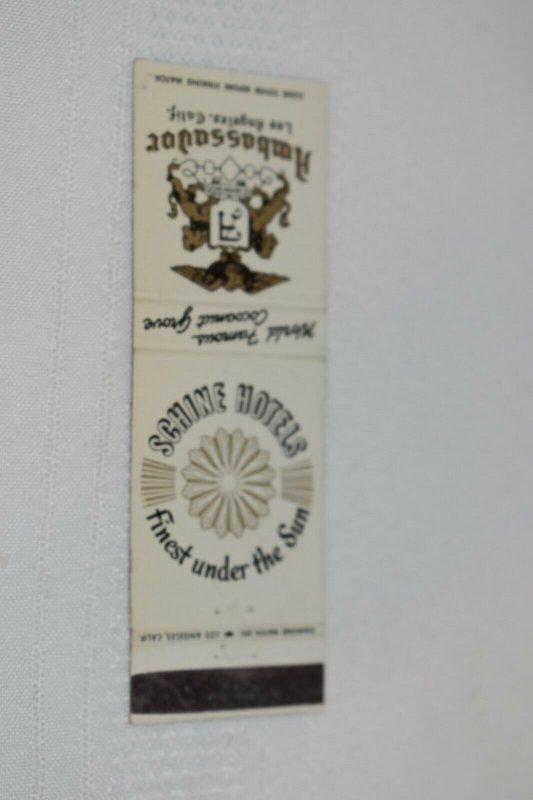 Ambassador Los Angeles California Schine Hotels 20 Strike Matchbook Cover