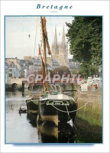 Postcard Modern in Quimper on the Odet river Corentin the lugger of Odet boat