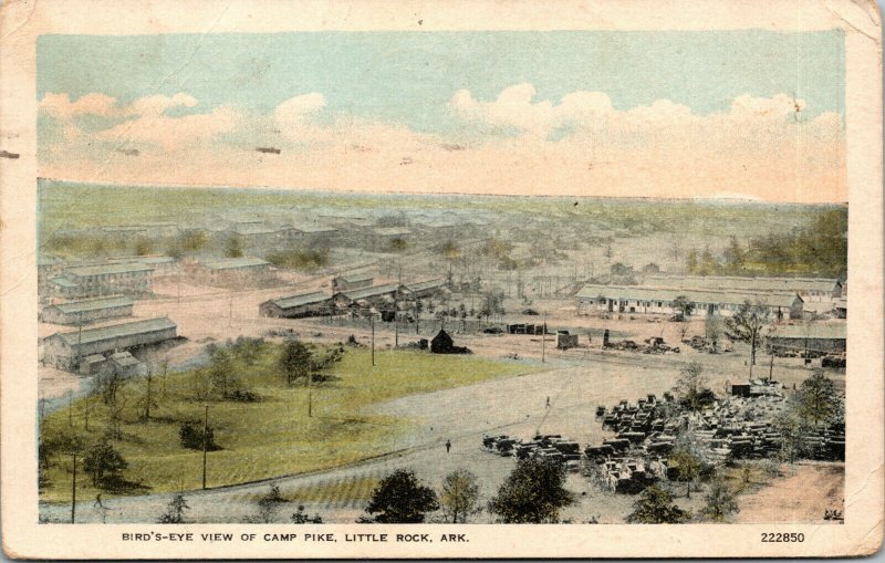 Vtg 1910's Camp Pike Birds Eye View Little Rock Arkansas AR Postcard