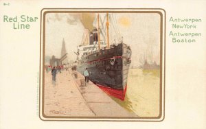 Postcard Steamship Red Star Line Antwerpen - New York - Boston~127425