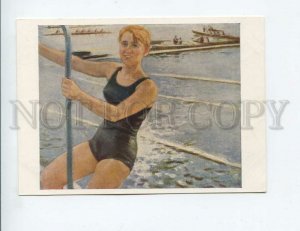 3154678 1963 SWIMMER & ROWING boats by LUPPOV OLD postcard