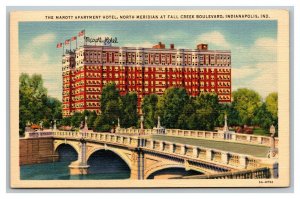 Vintage 1940's Postcard The Marott Apartment Hotel Indianapolis Indiana