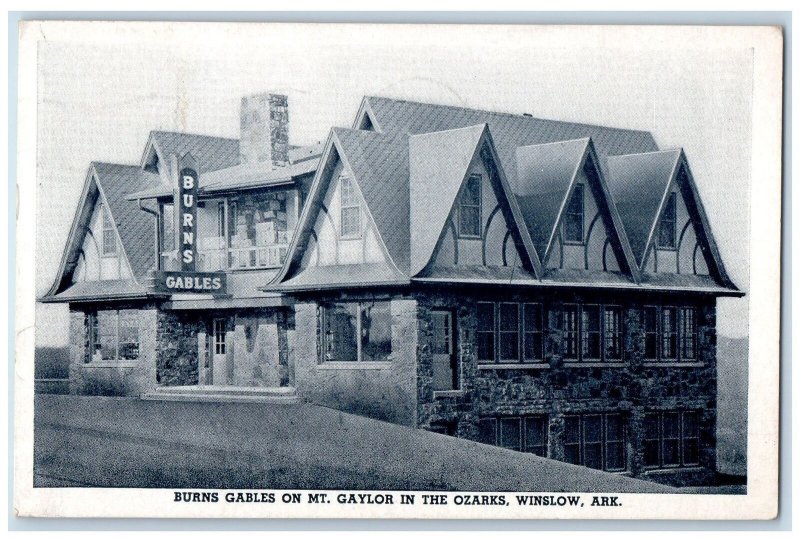 1939 Burns Gables Mt. Gaylor In Ozark Building Winslow Arkansas Vintage Postcard