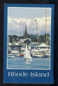 Newport, Rhode Island/RI Postcard, View Of Harbor & Boats Docked At Wharf