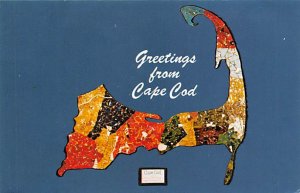 Greetings from Glass Mosaic Map - Cape Cod, Massachusetts MA Postcard