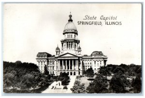 Front View Of State Capitol Springfield Illinois IL Vintage RPPC Photo Postcard 