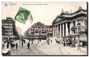 Old Postcard Belgium Brussels Place de la Bourse and the Boulevard Anspach