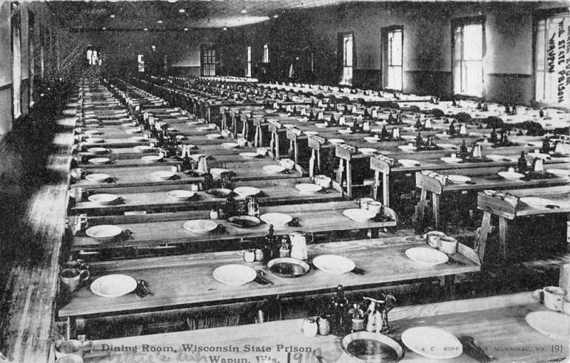 Wapun Wisconsin State Prison Dining Room Antique Postcard K33185