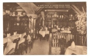 Postcard Cozy Nook Ladies Dining Room Hof Brau Restaurant New Haven CT
