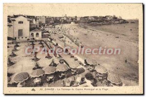 Old Postcard Dinard La Terrasse Du Casino Municipal And The Beach