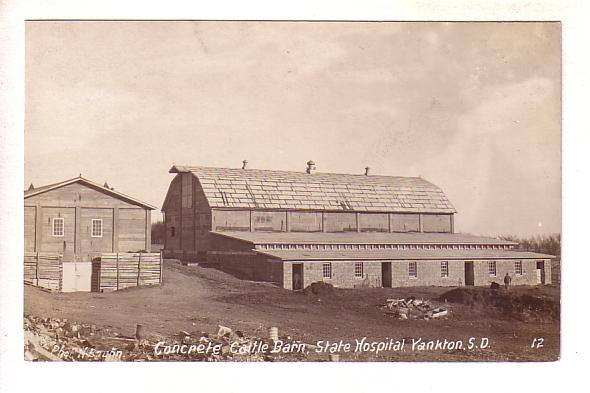 Concrete Cattle Barn, State Hospital, Yankton, South Dakota, Real Photo