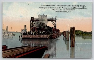 The Mastodon Southern Pacific Railways Barge At New Orleans LA Postcard K26