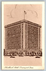 Davenport  Iowa  Blackhawk  Hotel  Postcard