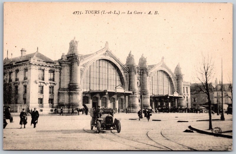 Vtg Tours France La Gare Railway Station Railroad 1910s Old View Postcard