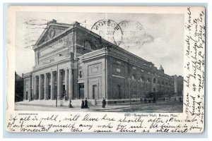 1907 Symphony Hall, Boston Massachusetts MA Posted Antique Postcard 
