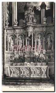 Old Postcard Sainte Anne D Auray Interior of The Basilica Altar Sculpture Org...