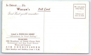 DETROIT, Michigan MI ~ Roadside WASUM'S HOFBRAU Restaurant 1939?  Postcard