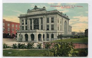 Philadelphia & Reading Railroad Depot Harrisburg Pennsylvania 1910c postcard