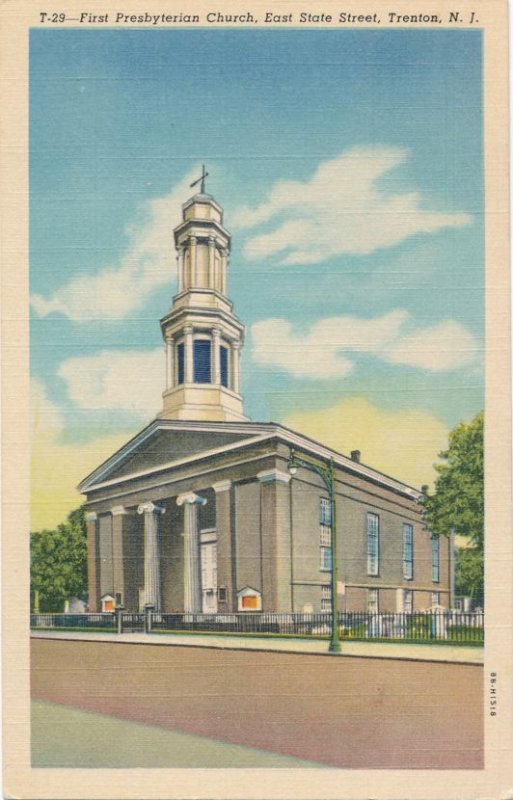 First Presbyterian Church on East State Street Trenton NJ New Jersey pm 1954