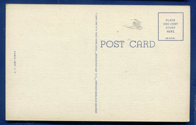 World War II 2 linen Comic Postcard target practice today Japan theater  