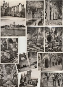 Worcester Cathedral 12 real photograph Raphael Tuck book folder