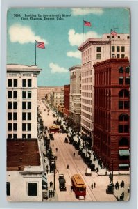 Denver CO, Seventeenth Street, Streetcars, Colorado Vintage c1913 Postcard