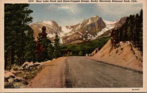 Colorado Rocky Mountains National Park Bear Lake Road and Snow Capped Range C...