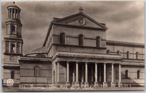 Roma Basilica Di San Paolo Rome Italy Real Photo RPPC Postcard